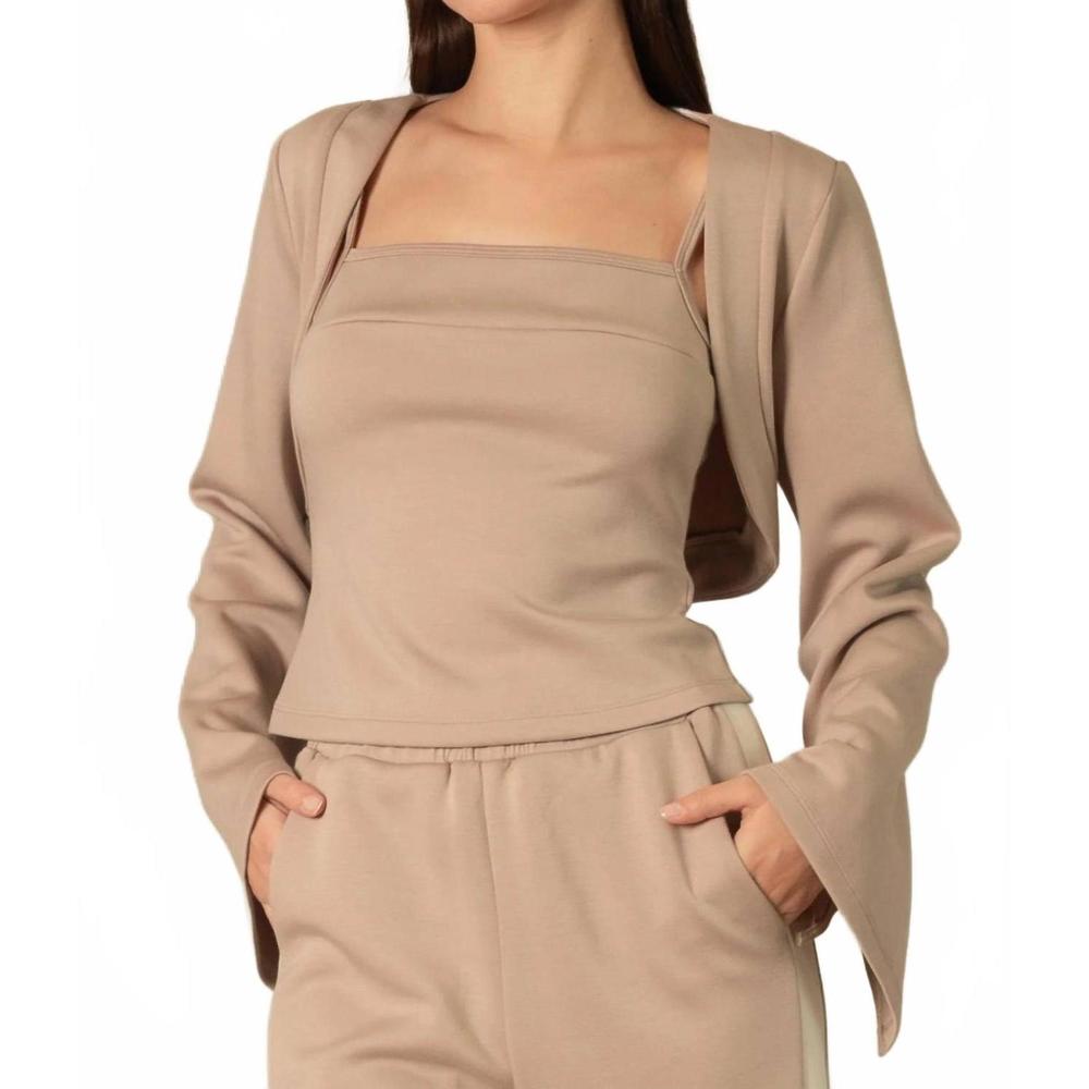 NEW P.CILL bolero cardigan in taupe